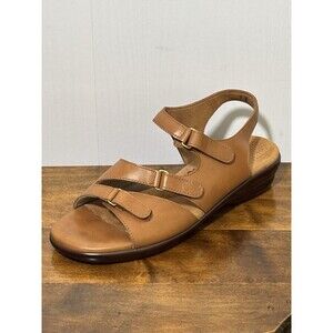 SAS Sandals Womens 9W Camel Brown Leather Tabby Slingback Shoes Hook Loop Comfy
